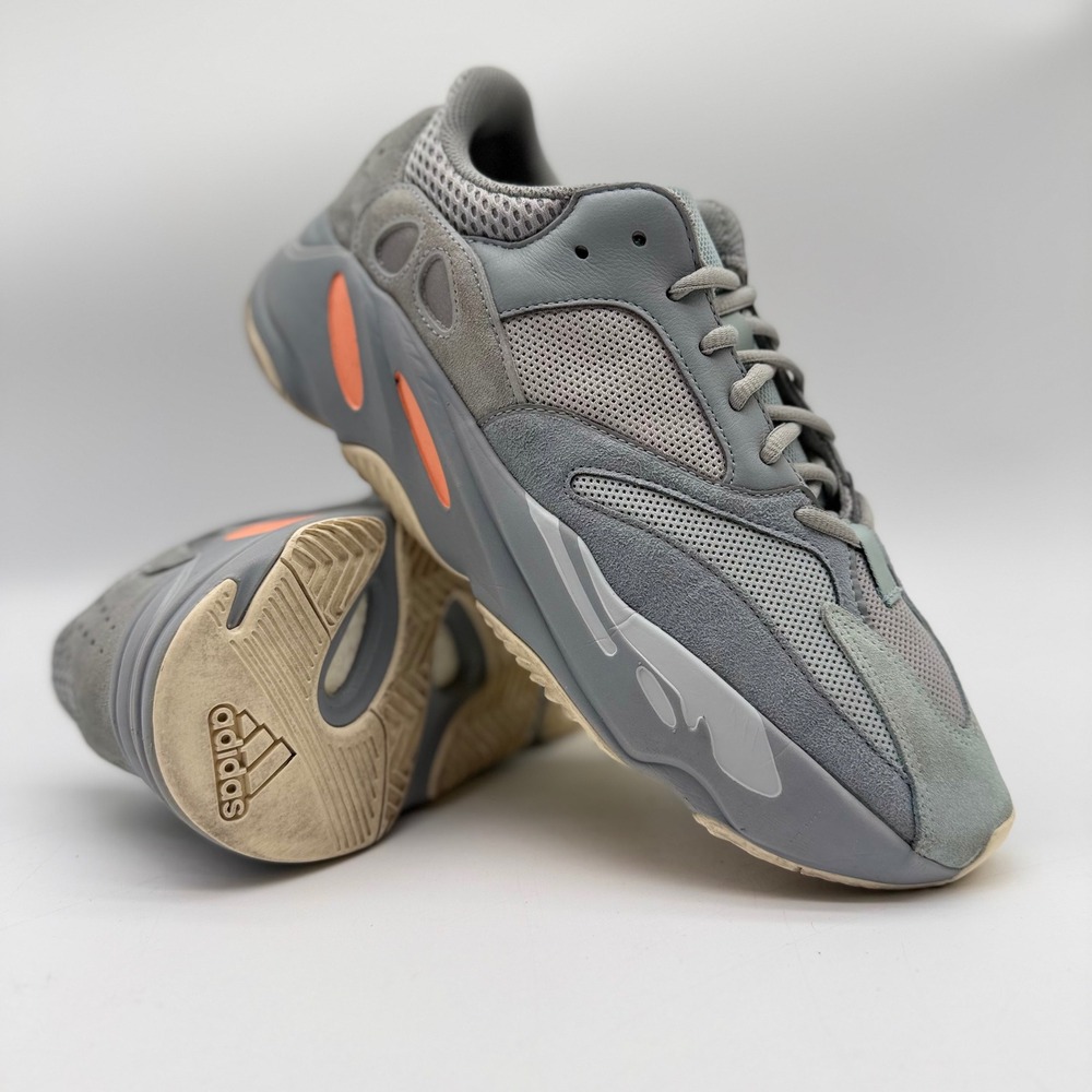Adidas Mens 10.5 Yeezy Boost 700 Inertia Grey Orange EG7597 Sneakers